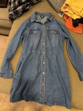 Frye Blue Denim Button-Front Jacket Dress